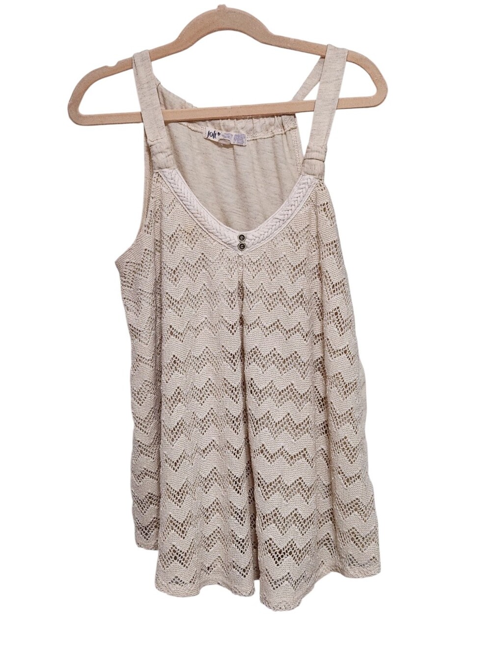 Jolt Neutral Crochet Tank Top with Chevron Knit